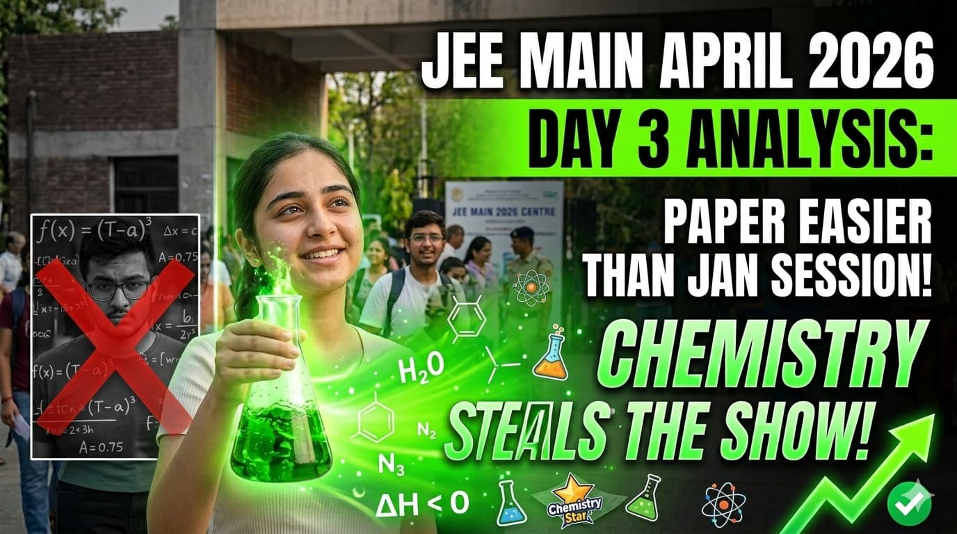 JEE Main April 2026 Day 3 Exam Analysis: Paper Easier Than January Session, Chemistry Steals the Show