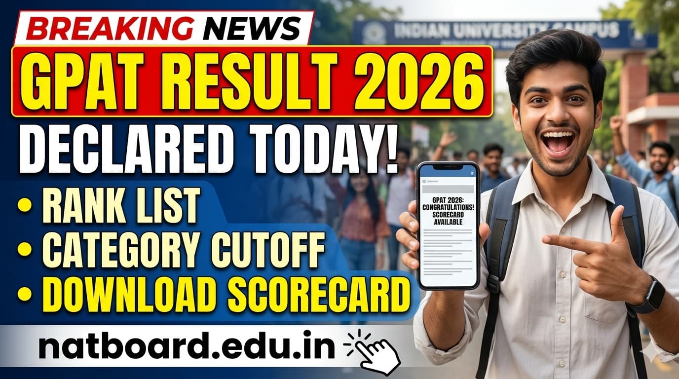 NBEMS GPAT Result 2026 Declared Today at natboard.edu.in: Check Rank List, Category-Wise Cutoff, Scorecard Download Steps