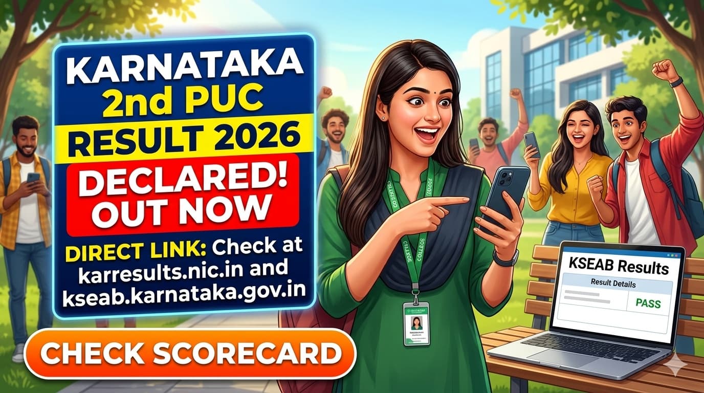 Karnataka 2nd PUC Result 2026 Declared: Direct Link at karresults.nic.in and kseab.karnataka.gov.in