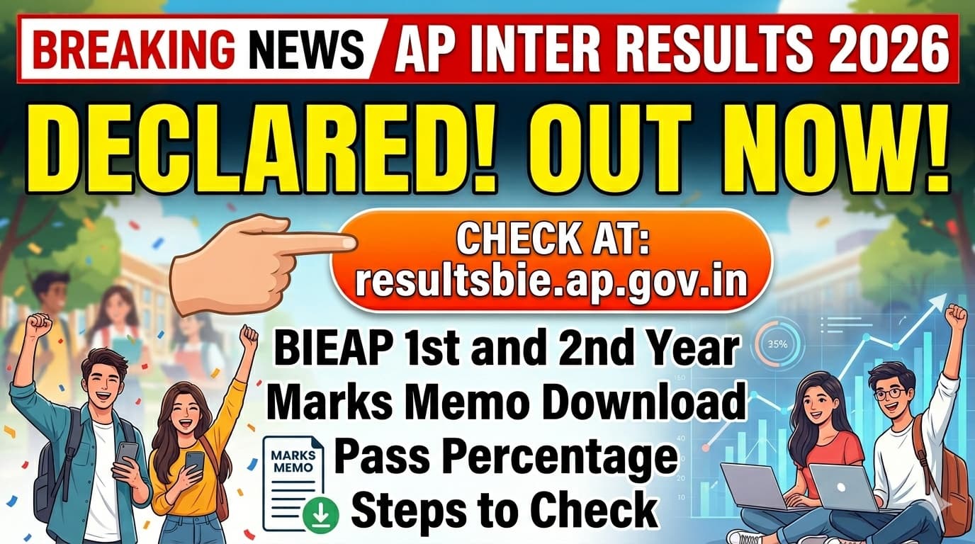 AP Inter Results 2026 Declared Today at resultsbie.ap.gov.in: BIEAP 1st and 2nd Year Marks Memo Download, Pass Percentage, Steps to Check