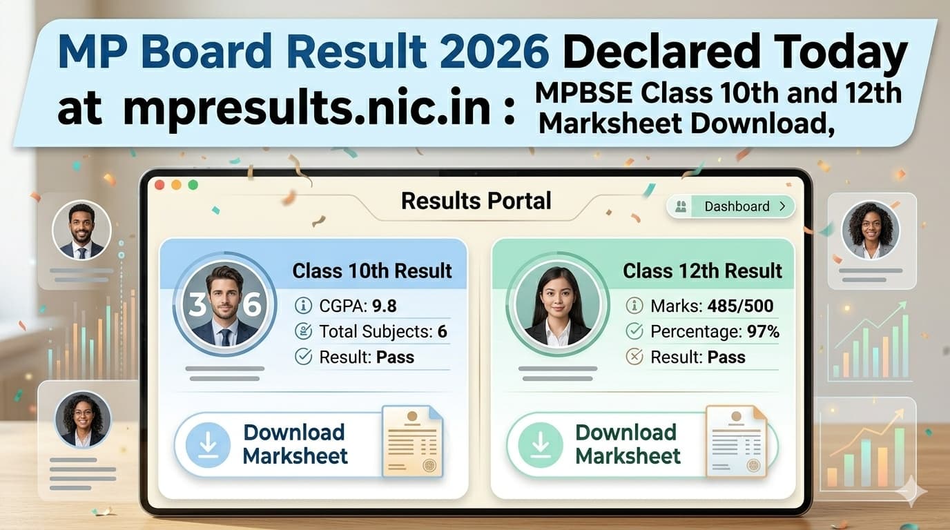 MP Board Result 2026 Declared Today at mpresults.nic.in: MPBSE Class 10th and 12th Marksheet Download
