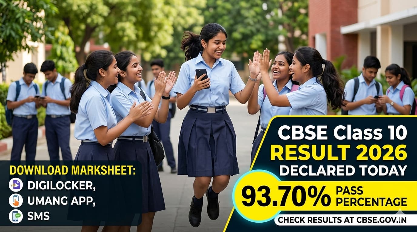 CBSE Class 10 Result 2026 Declared Today at cbse.gov.in: 93.70% Pass, Download Marksheet via DigiLocker, UMANG App, SMS | Phase 2 Exam Dates