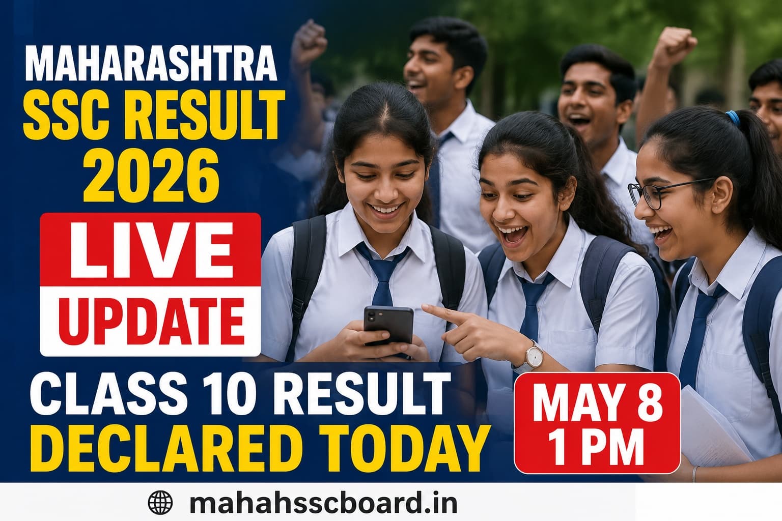 Maharashtra SSC Result 2026 LIVE UPDATE: Class 10 Result DECLARED Today May 8 at 1 PM at mahahsscboard.in