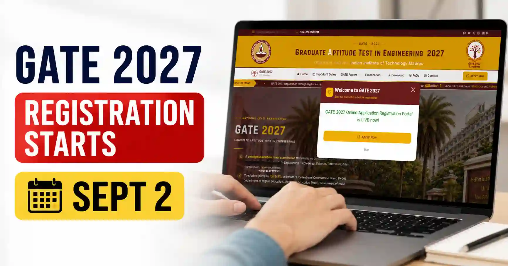 GATE 2027 Registration Starts September 2 After Two Postponements