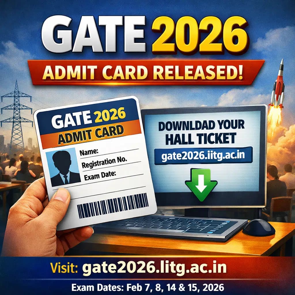 GATE 2026 Admit Card Released: Download Hall Ticket at gate2026.iitg.ac.in