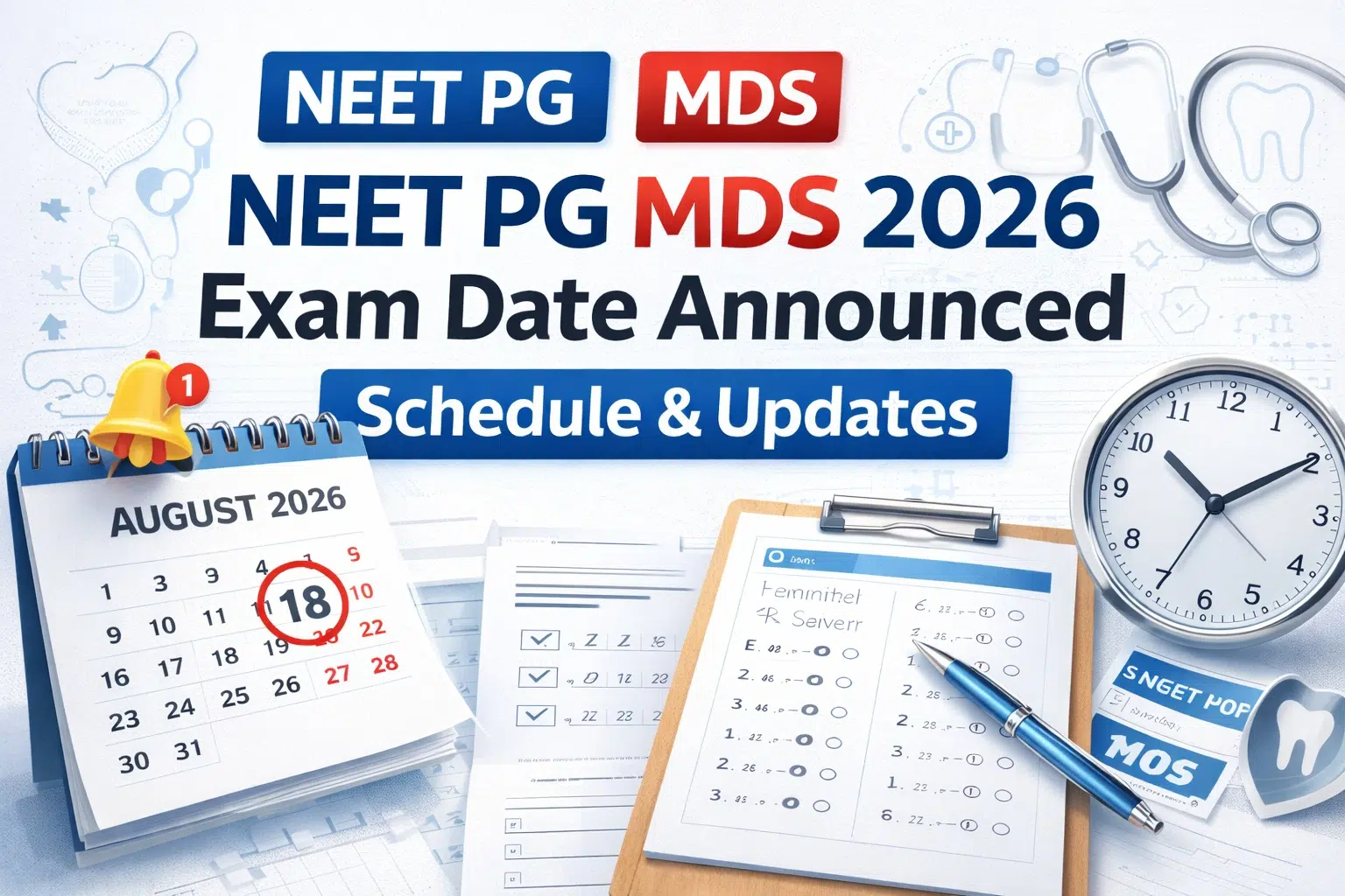 NEET PG MDS 2026 Exam Date Announced by NBEMS: Complete Schedule & Updates