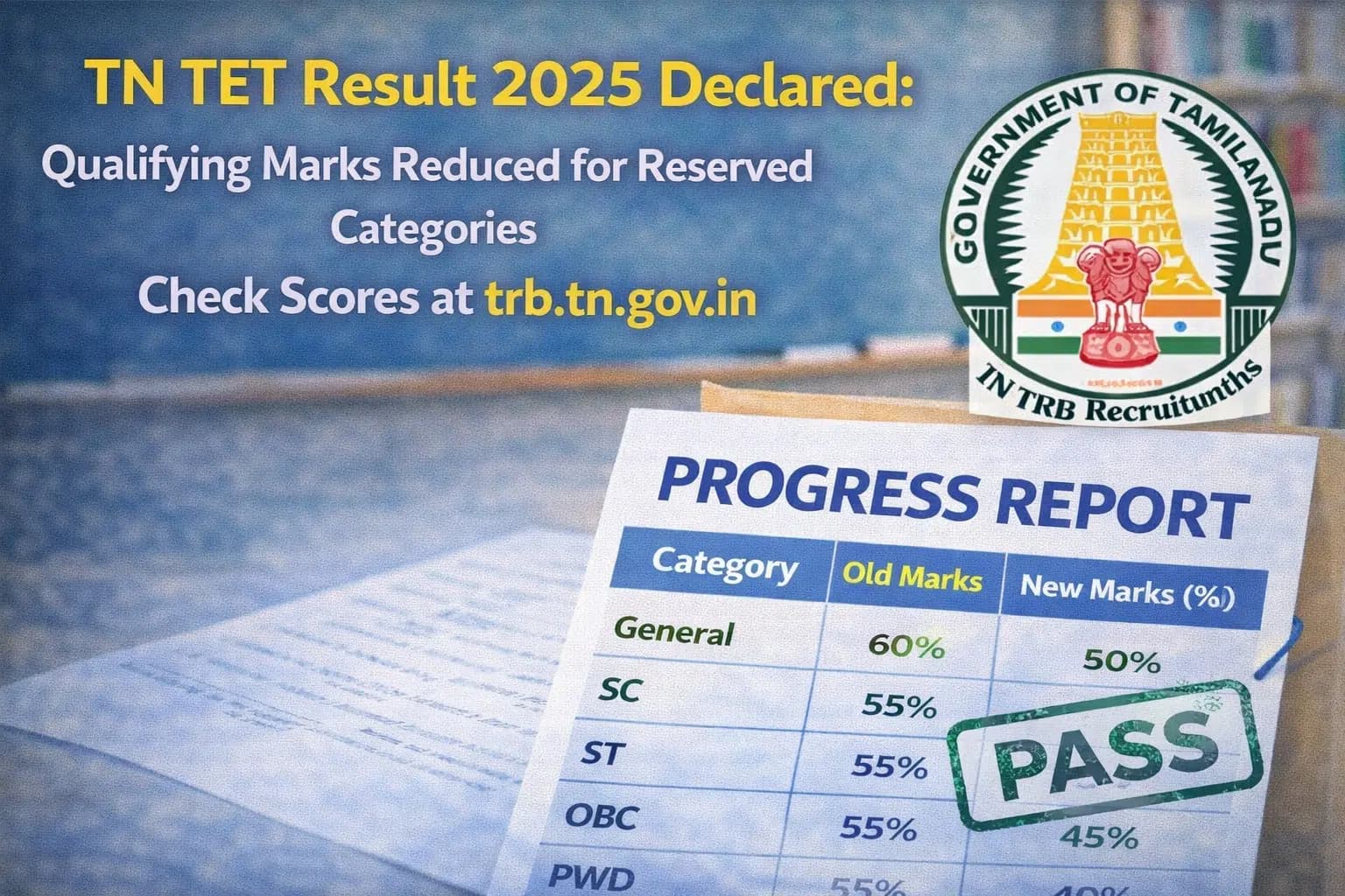 TN TET Result 2025 Declared: Qualifying Marks Reduced for Reserved Categories - Check Scores at trb.tn.gov.in