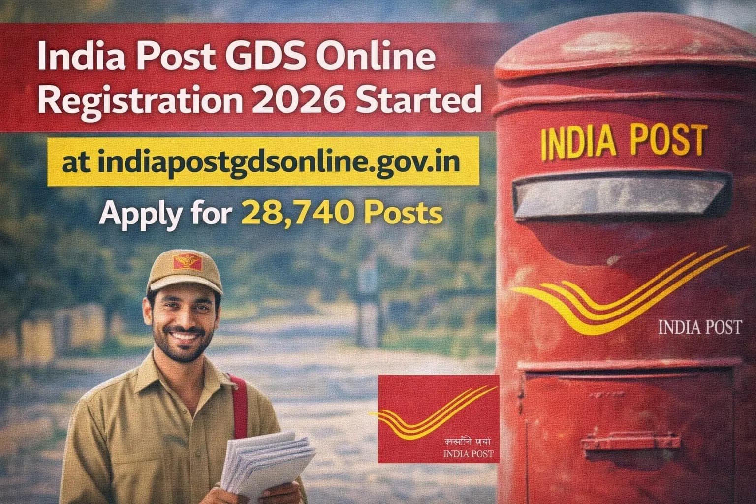 India Post GDS Online Registration 2026 Started at indiapostgdsonline.gov.in - Apply for 28,740 Posts